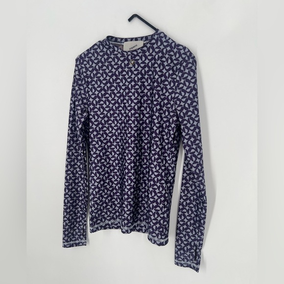 Coperni Geometric Printed Long Sleeve Logo Plaque Top In Blue & Purple - Picture 3 of 7